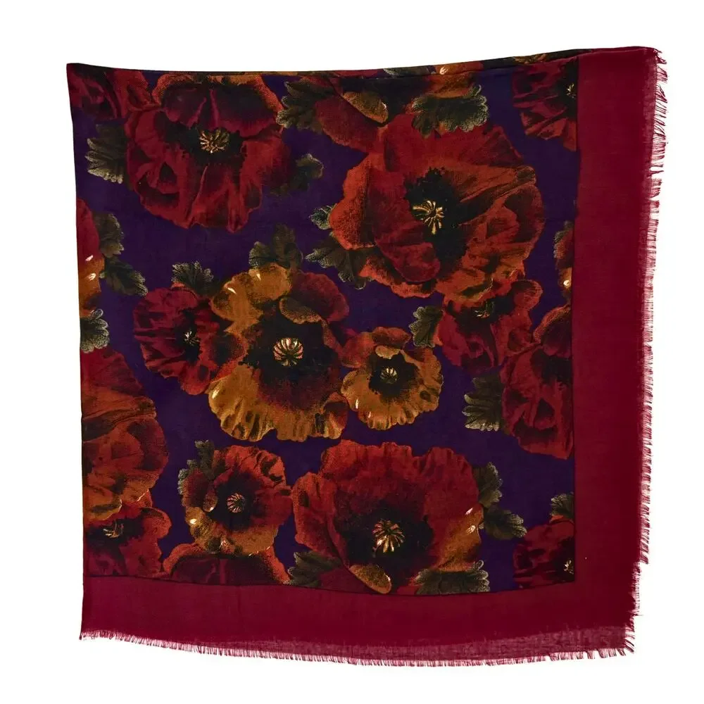 Burgundy Floral Scarf 45